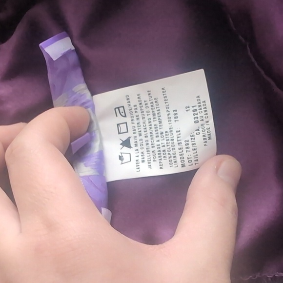 Jolie - Floral Midi Prom Dress With Ribbon - Purple&Black - Picture 6 of 6